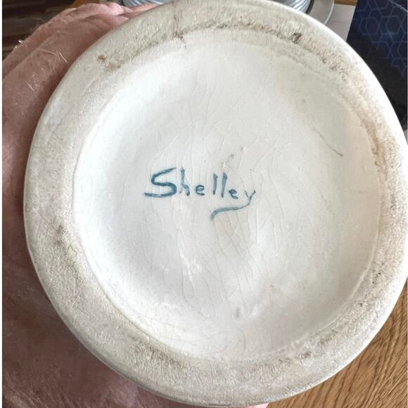 Vintage jug vase or pitcher hand painted blue with gold accents Signed Shelley - Picture 3 of 8